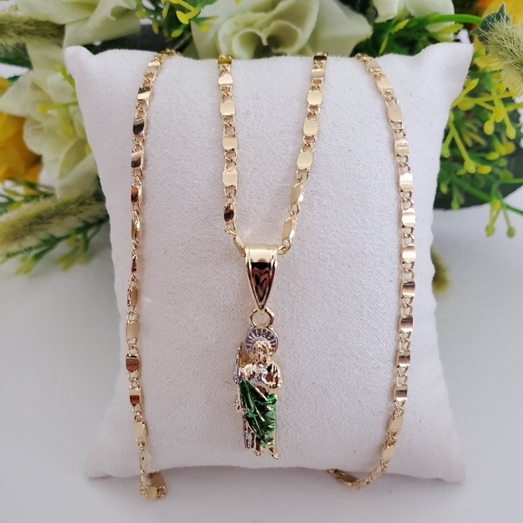 St Jude Gold Plated Necklace & Bracelet - Picture 2 of 5